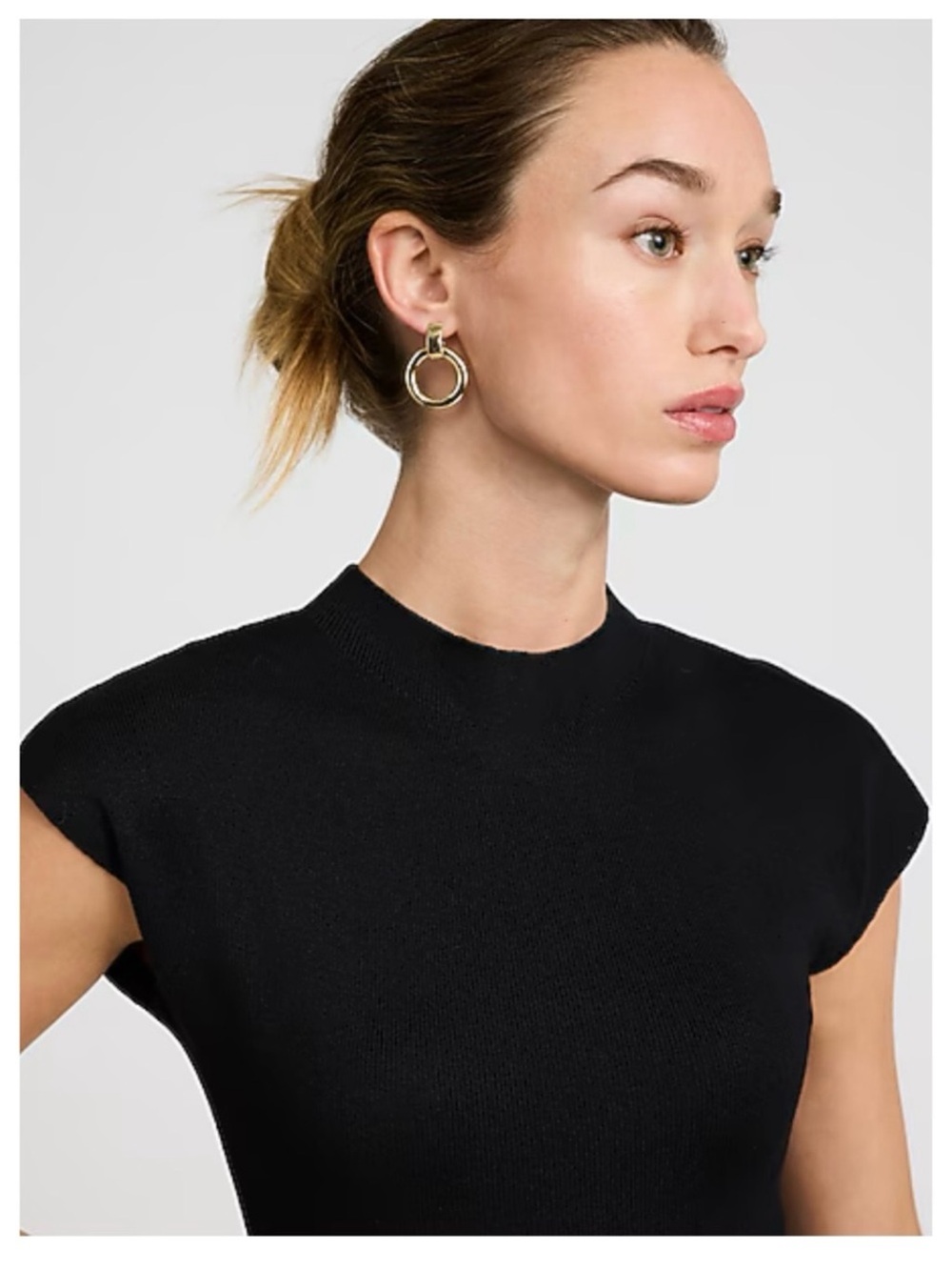 Express Double Hoop Drop Earrings - Gold